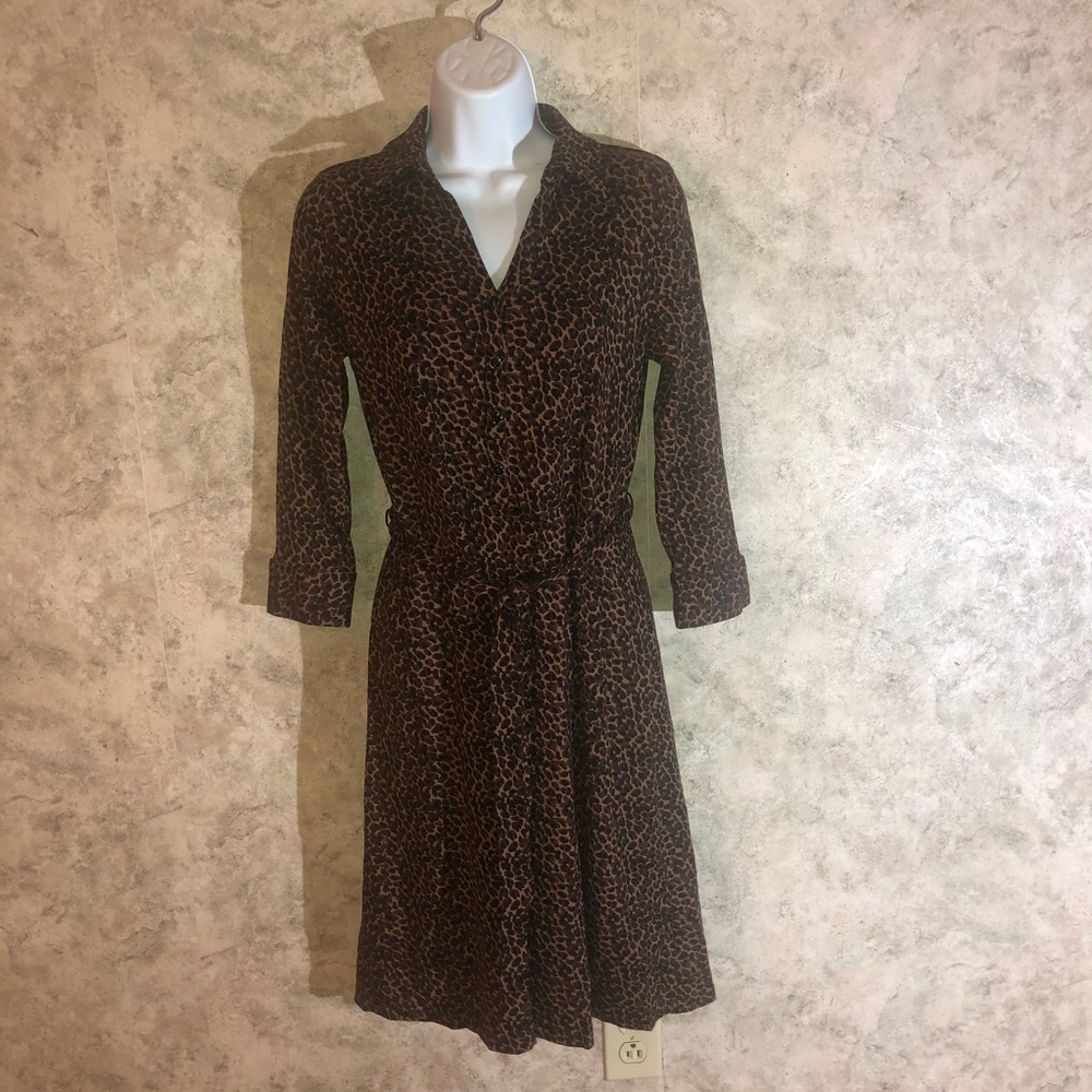 Talbots Long Sleeve Leopard Callard Dress